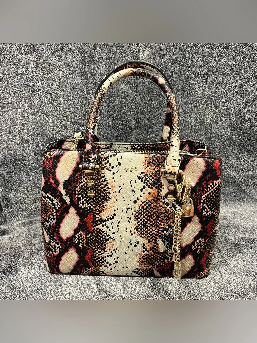ALDO Legoiri Top Handle Bag (Red/Multicolor Snakeskin variant)